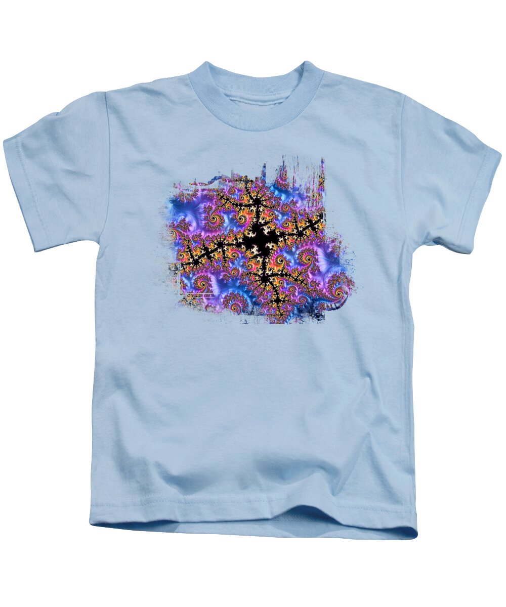 Fractals Kids T-Shirt featuring the digital art Blue Fractal Ballet by Elisabeth Lucas