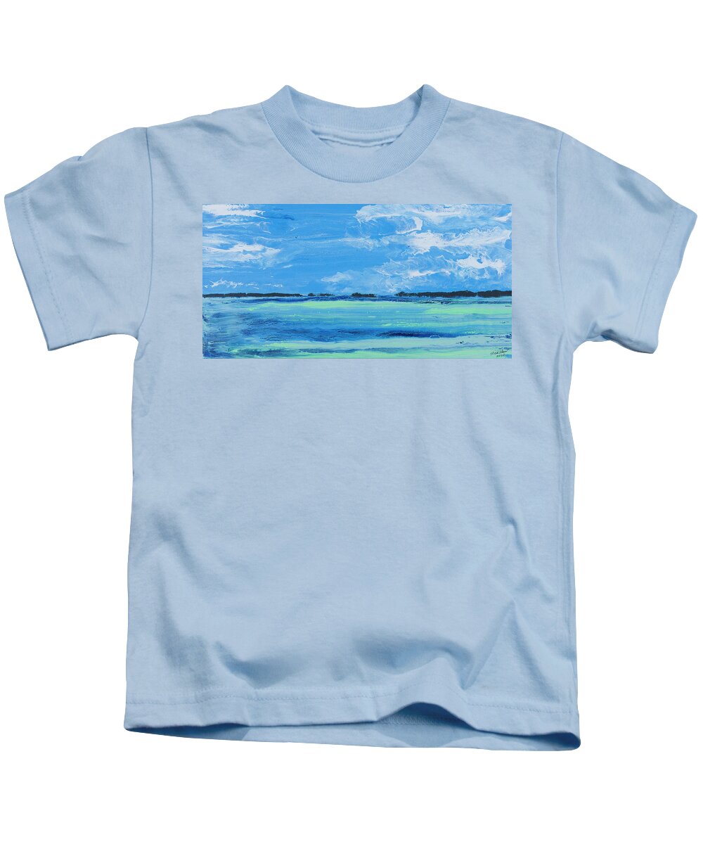 Seascape Kids T-Shirt featuring the painting Bluefish Channel by Steve Shaw