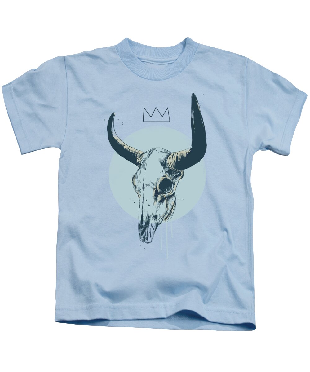 Bull Kids T-Shirt featuring the drawing Bull skull by Balazs Solti