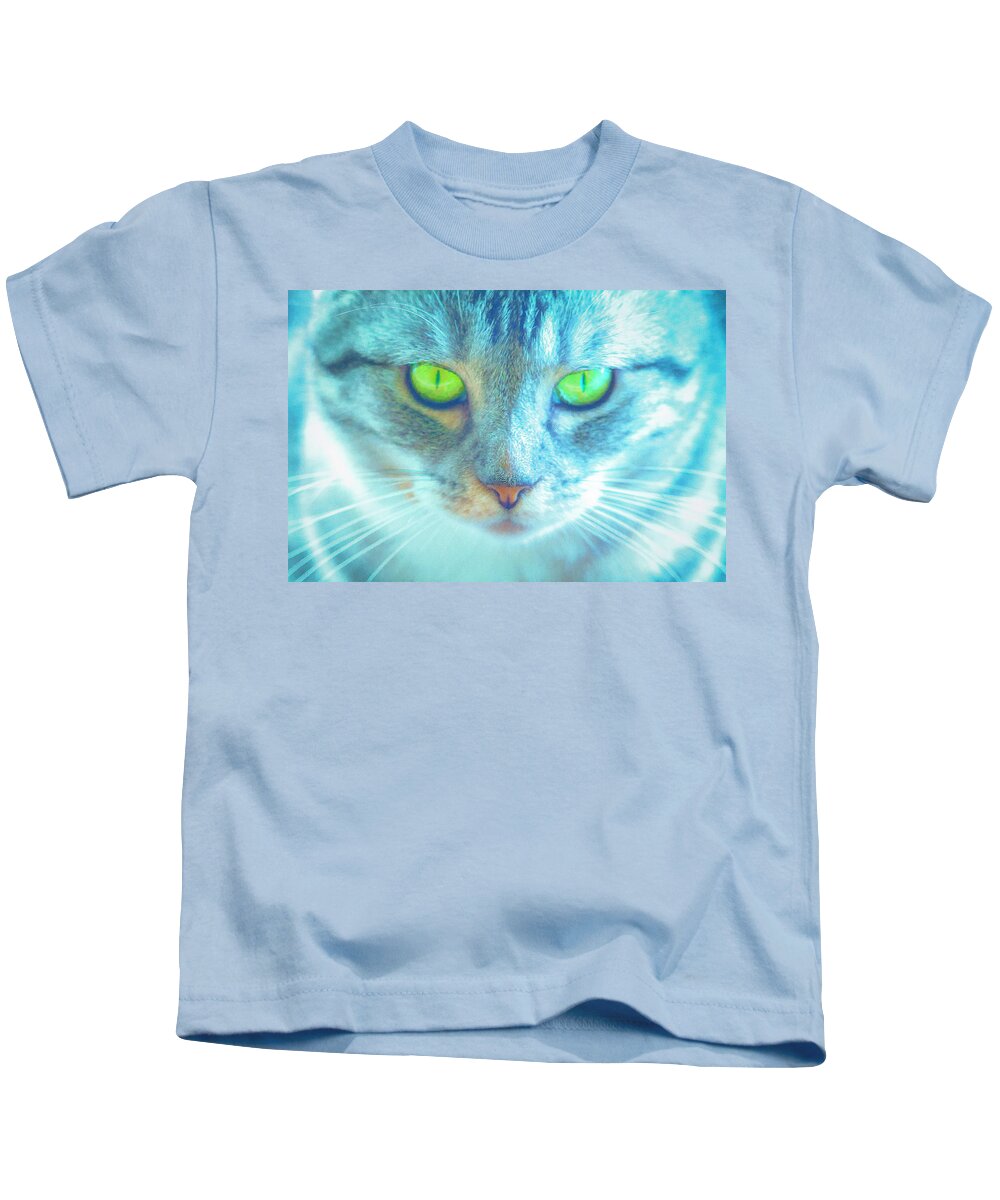 Cat Kids T-Shirt featuring the photograph By The Light of a Cat by Bonnie Follett