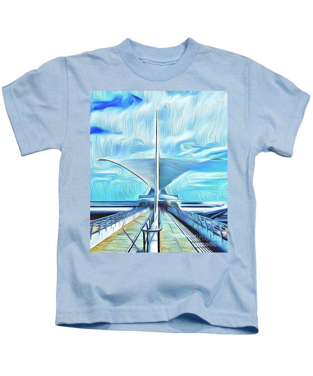  Kids T-Shirt featuring the digital art Calatrava Milwaukee by Michael Stothard
