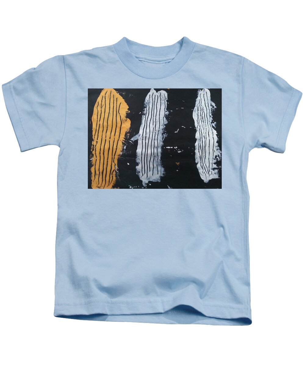  Kids T-Shirt featuring the painting Caos68 open workart 3 cuts by Giuseppe Monti