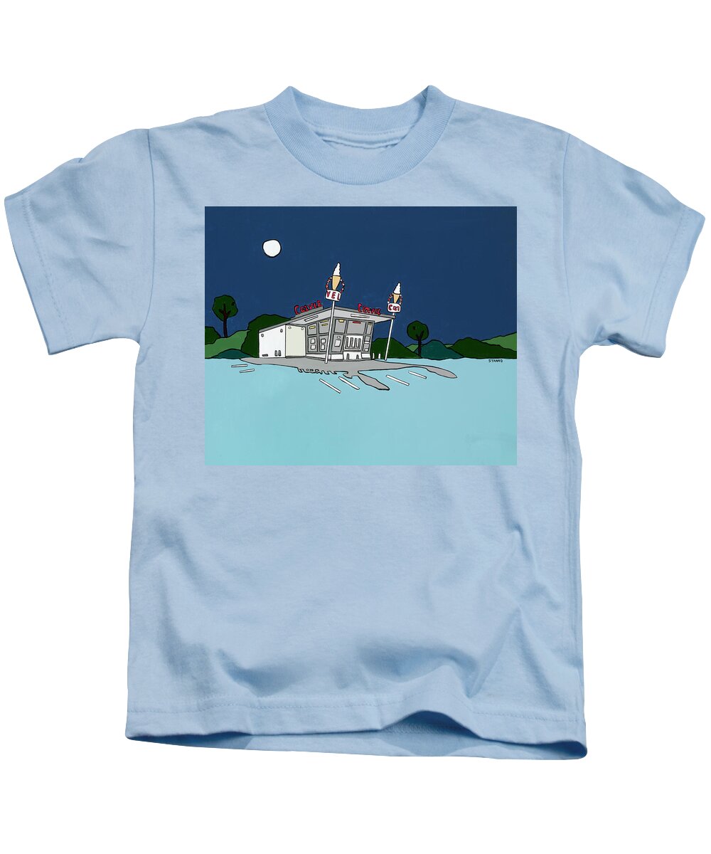 Carvel Ice Cream Fudgy The Whale Kids T-Shirt featuring the painting Carvel by Mike Stanko