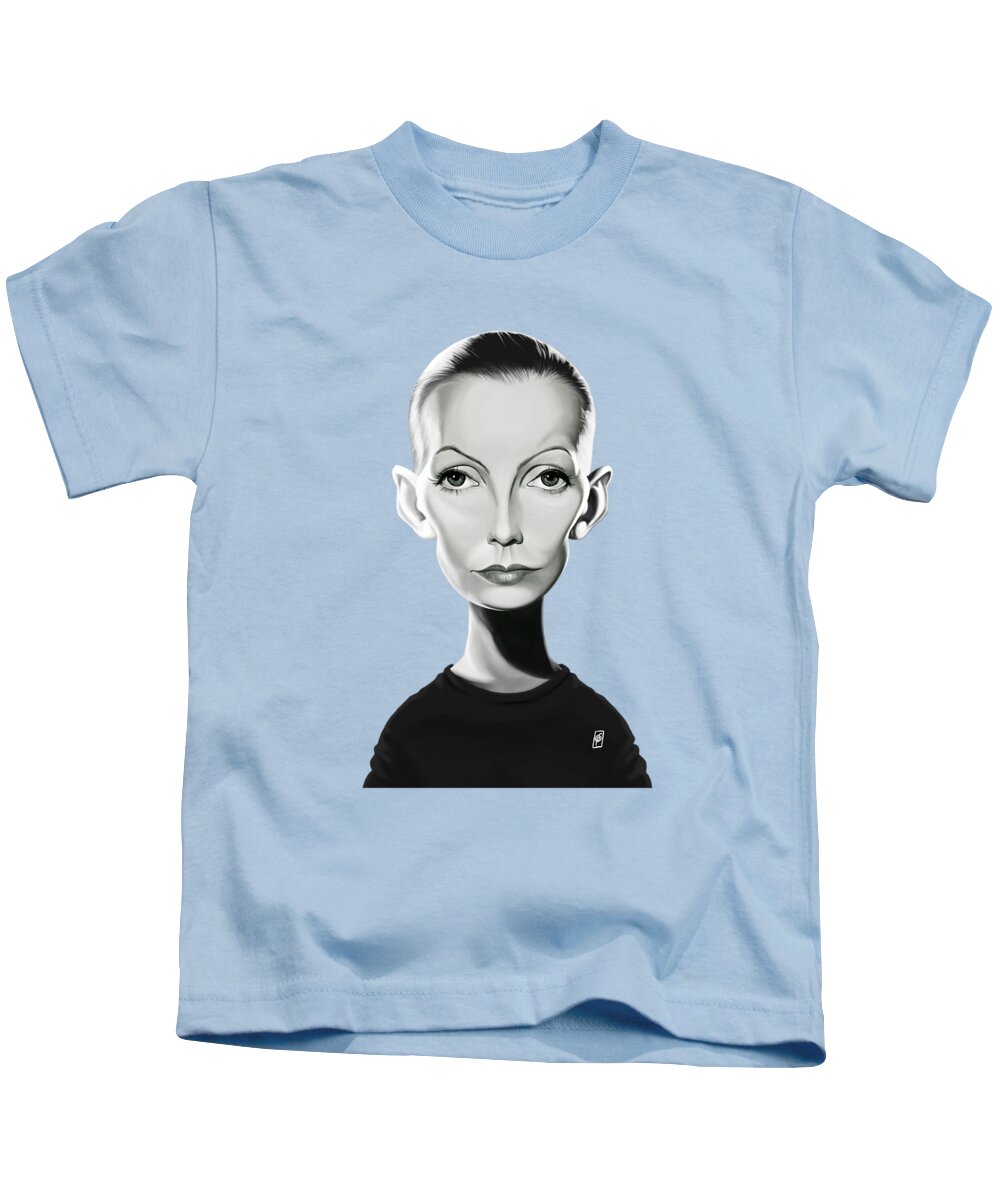Illustration Kids T-Shirt featuring the digital art Celebrity Sunday - Greta Garbo by Rob Snow