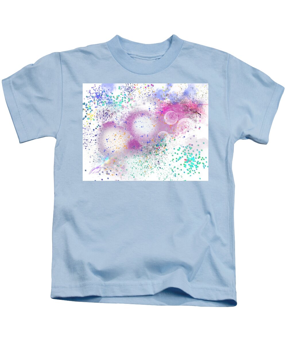 Abstract Expressionism Kids T-Shirt featuring the digital art Colorful Smoke Signals #1 by Zotshee Zotshee