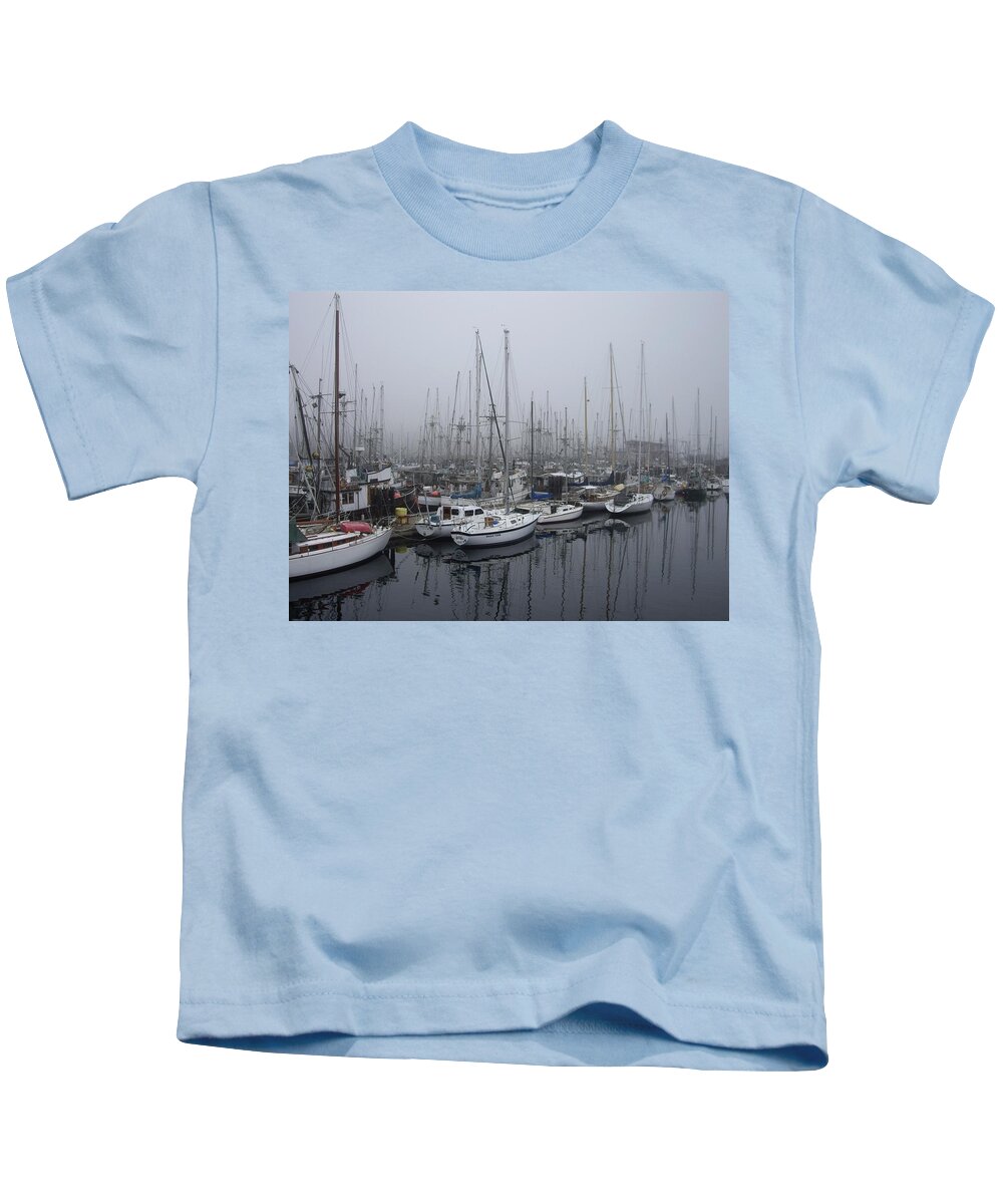 Ships Kids T-Shirt featuring the photograph Comox harbour by Lisa Mutch