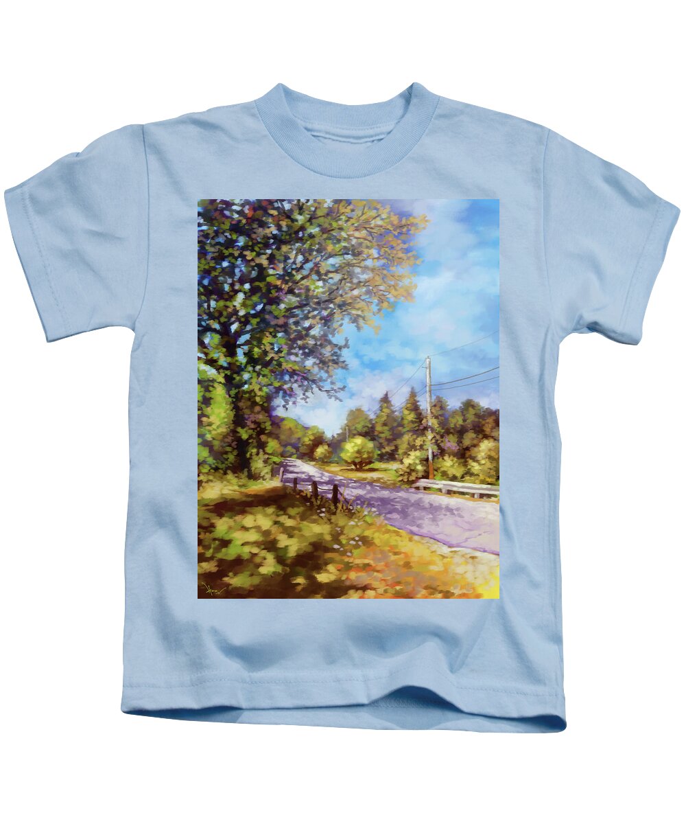 Country Road Kids T-Shirt featuring the painting Country Road by Hans Neuhart