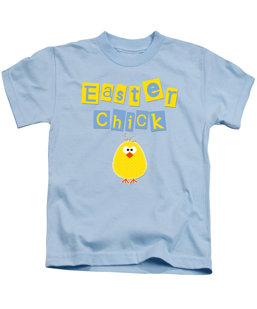 Easter Kids T-Shirt featuring the digital art Cute Easter Chick Yellow and Blue by Doreen Erhardt
