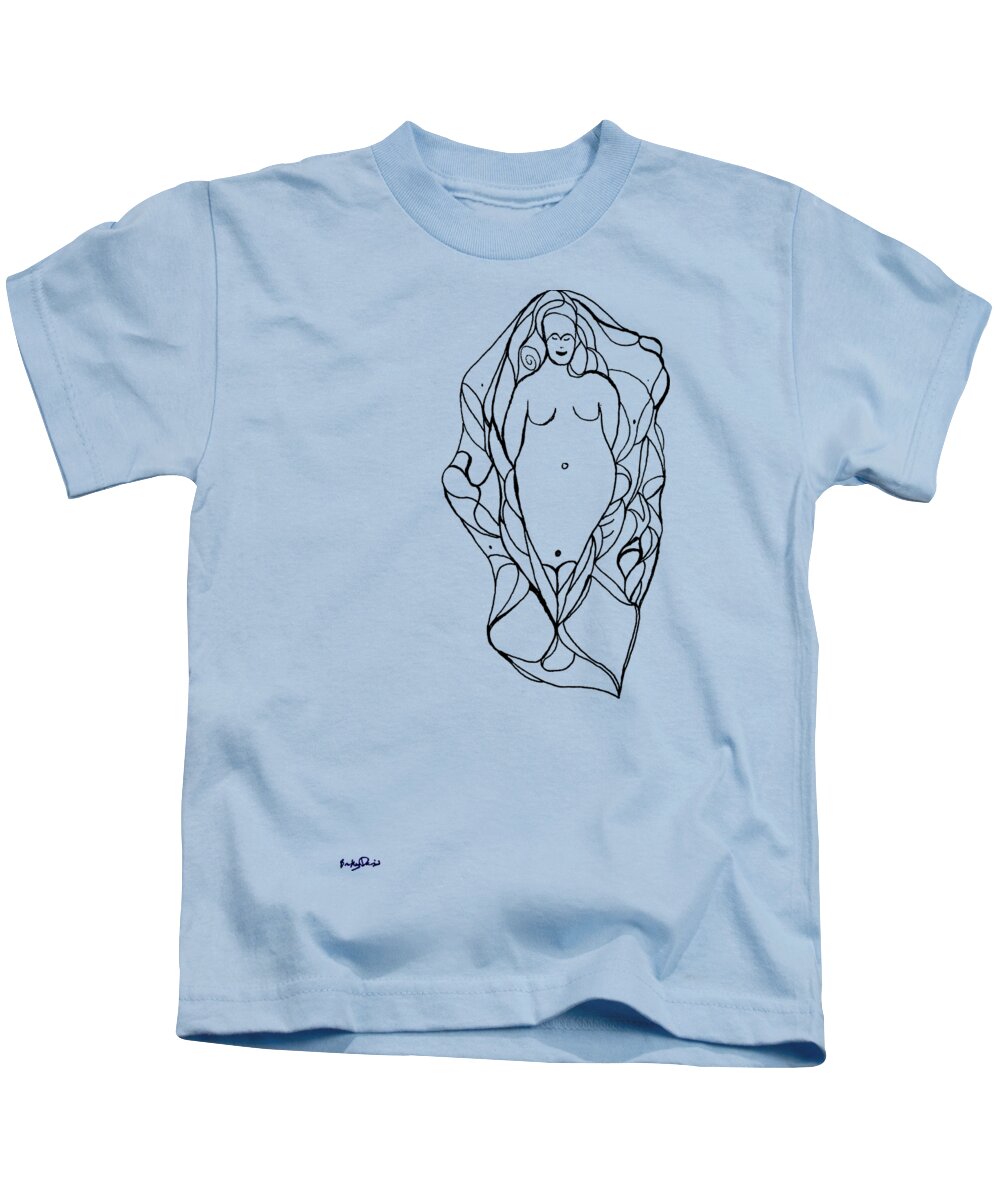 Goddess Kids T-Shirt featuring the drawing Emerging Goddess by Bentley Davis