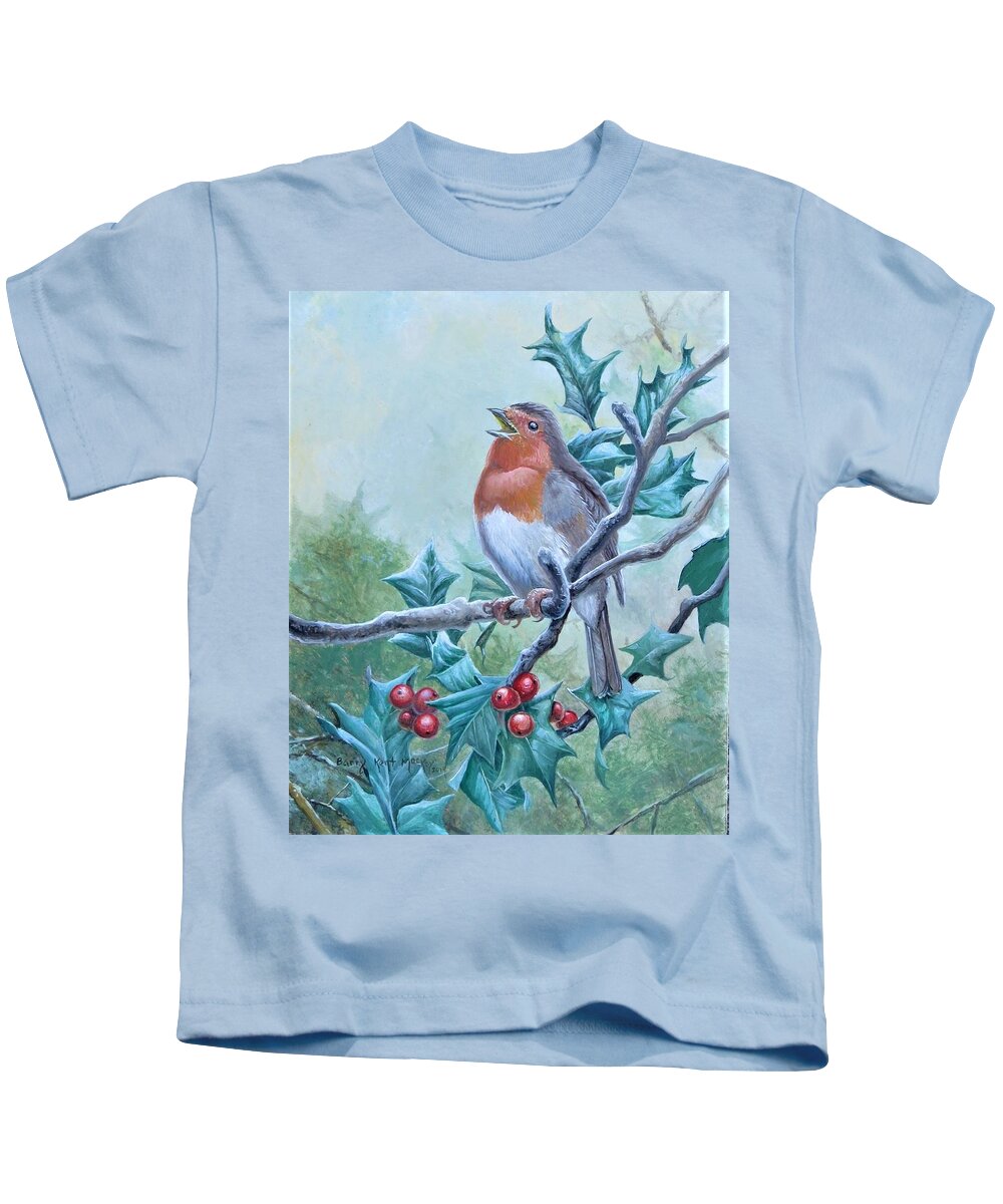 Robin Kids T-Shirt featuring the painting European Robin by Barry Kent MacKay