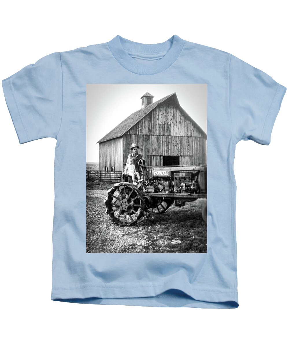 1940s Kids T-Shirt featuring the photograph Father Daughter Farmall #1 by Unknown