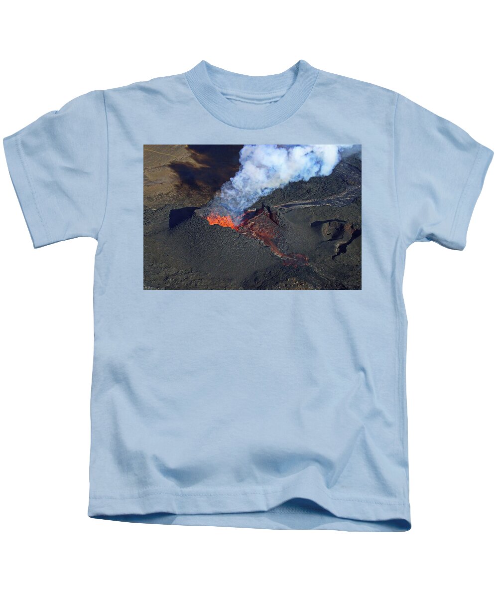 Volcano Kids T-Shirt featuring the photograph Fire from the air #1 by Christopher Mathews