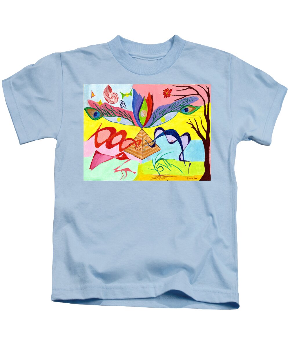 Dualism Kids T-Shirt featuring the painting Flaming Third Eye by B Aswin Roshan