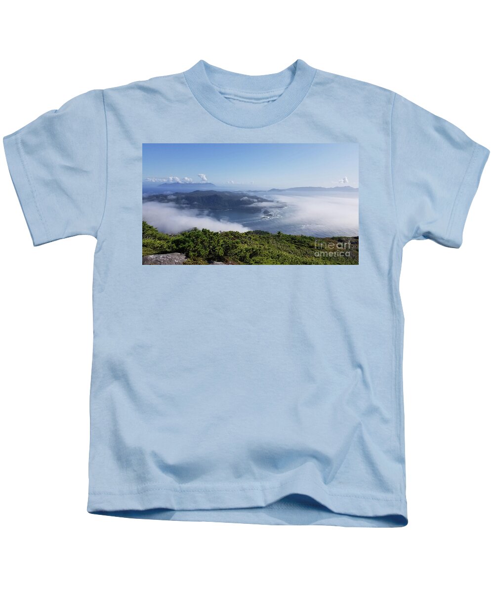 #alaska #sealaska #southeastalaska #clouds #cloudy #fog #marinelayer #sunny #insidepassage #pacificocean #sprucewoodstudios Kids T-Shirt featuring the photograph Fog on the Inlet by Charles Vice