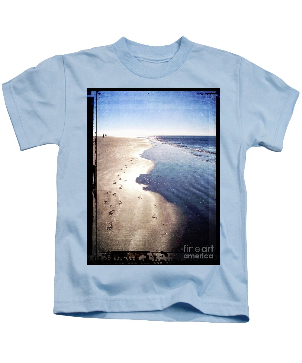 Hilton Head Island Kids T-Shirt featuring the digital art Footprints In The Sand by Phil Perkins