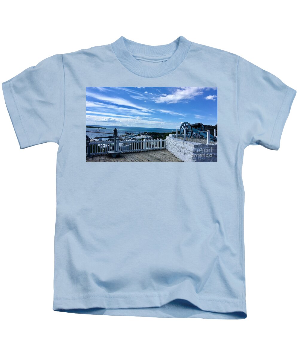 Fort Mackinac Kids T-Shirt featuring the photograph Fort Mackinac Overlook by Harvest Moon Photography By Cheryl Ellis