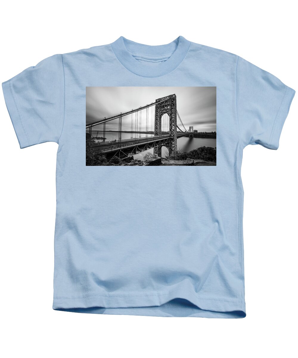 Water Kids T-Shirt featuring the photograph George Washington Bridge by Glenn Davis