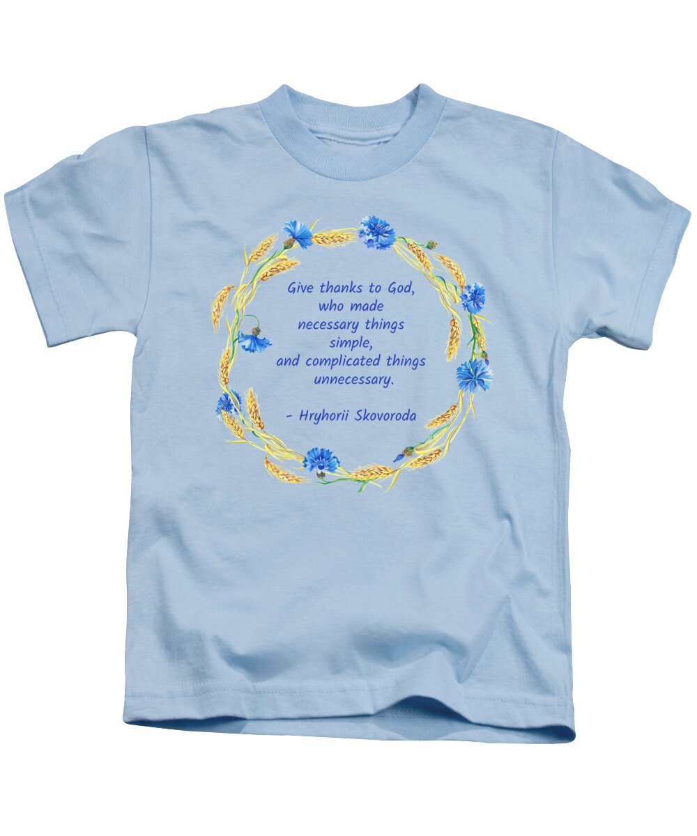 Skovoroda Kids T-Shirt featuring the digital art Give thanks to God by Alex Mir