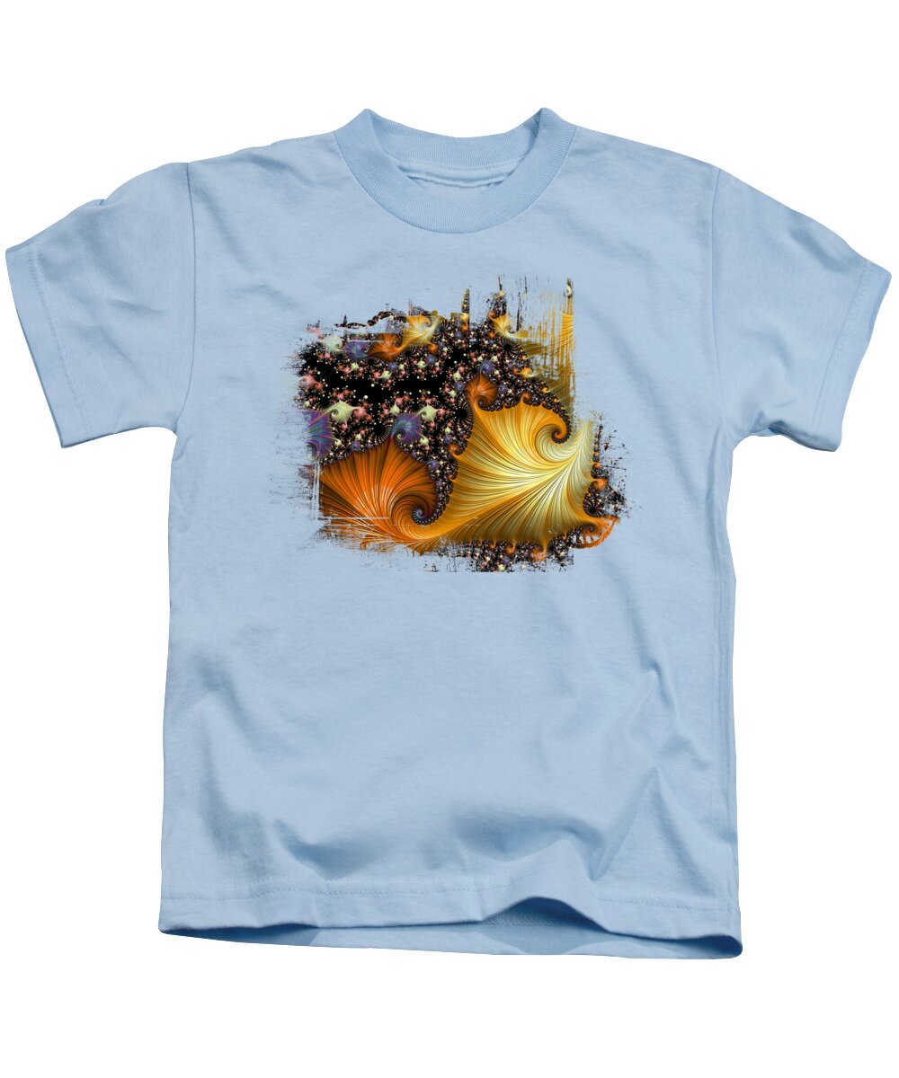 Fractals Kids T-Shirt featuring the digital art Golden Fractal Fun by Elisabeth Lucas