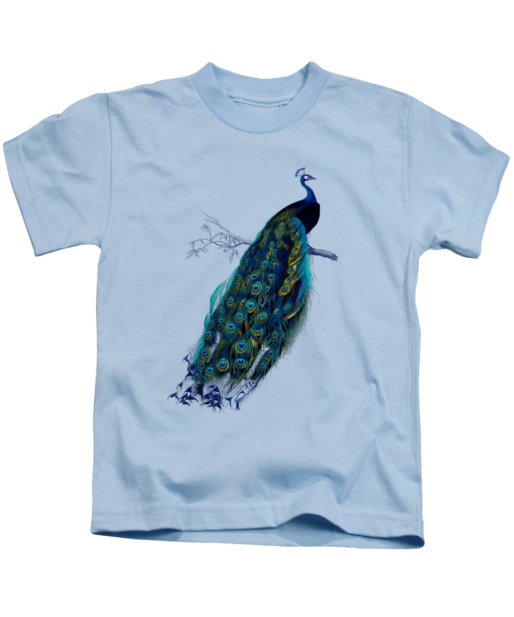 Peacock Kids T-Shirt featuring the digital art Graceful Peacock by Madame Memento