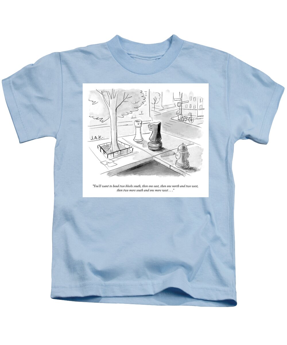 A24363 Kids T-Shirt featuring the drawing Head Two Blocks South by Jason Adam Katzenstein