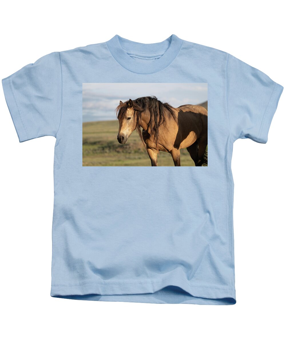 Wild Horses Kids T-Shirt featuring the photograph Horse on Horse by Mary Hone