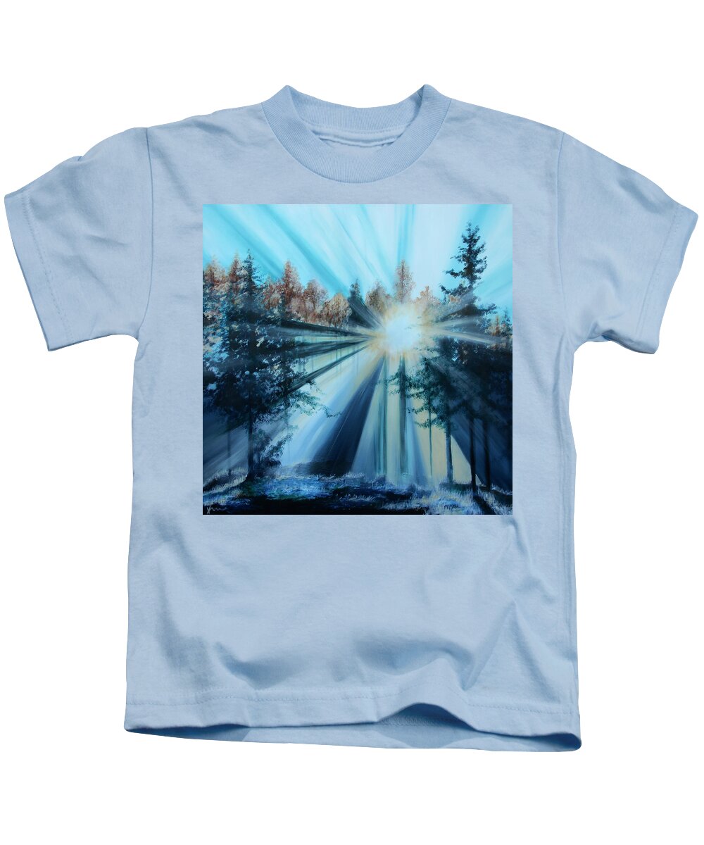 Blue Kids T-Shirt featuring the painting In The Woods by Katrina Nixon