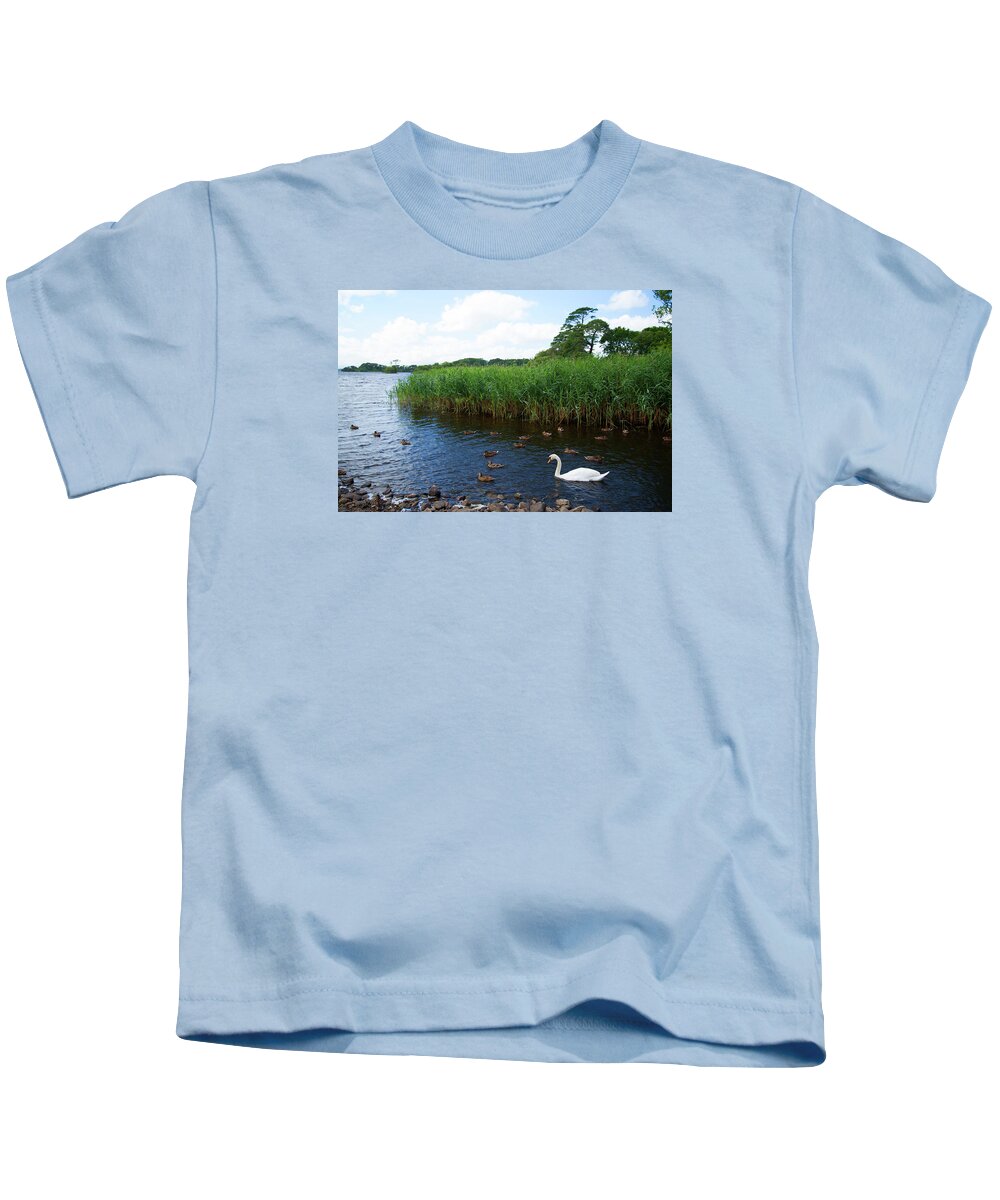 Swan Kids T-Shirt featuring the photograph Irish Swan by Carole Gordon