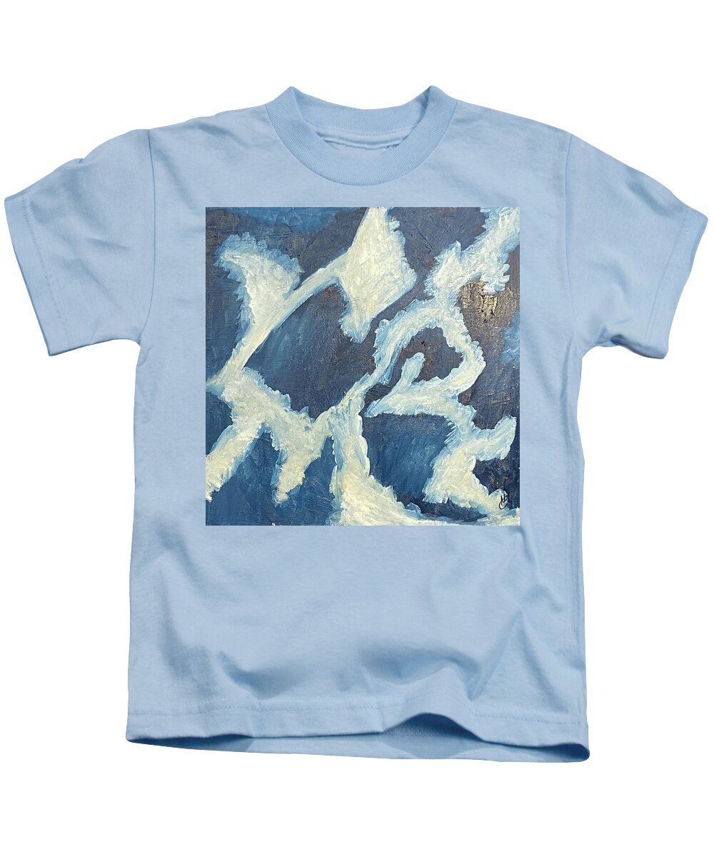 Blue Kids T-Shirt featuring the painting It's All Chinese by Anita Hummel