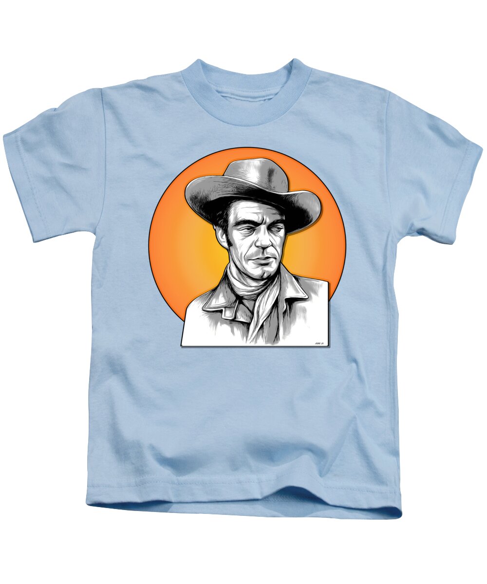 Jack Elam Kids T-Shirt featuring the digital art Jack Elam Pop Art by Greg Joens