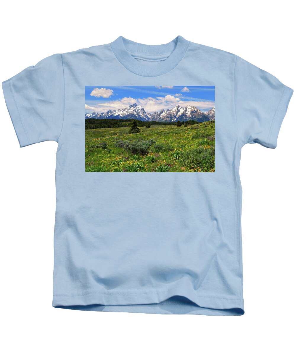 Jackson Hole Kids T-Shirt featuring the photograph Jackson Hole Spring by Greg Norrell