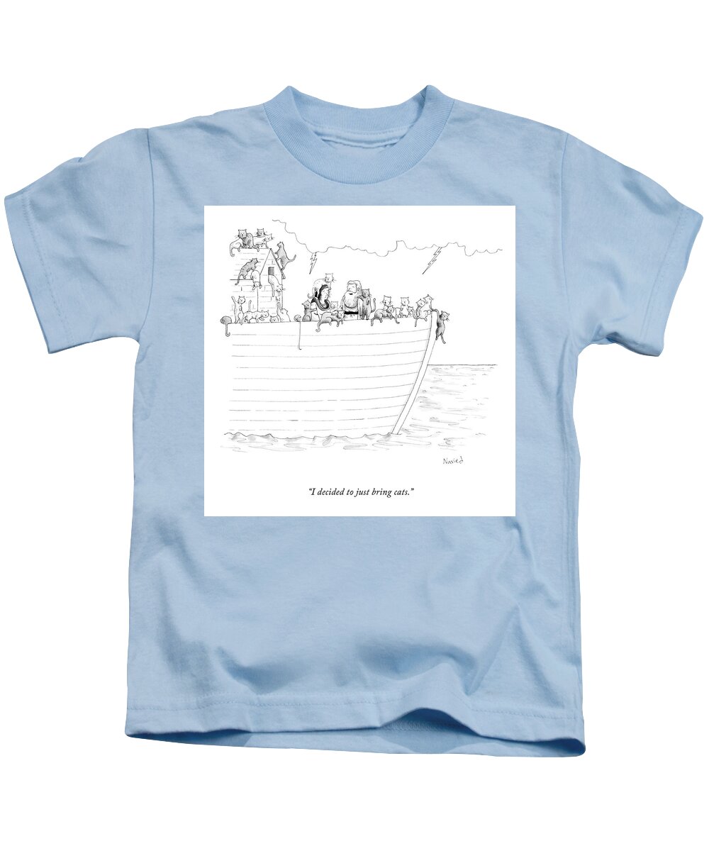i Decided To Just Bring Cats. Kids T-Shirt featuring the drawing Just Bring Cats by Navied Mahdavian
