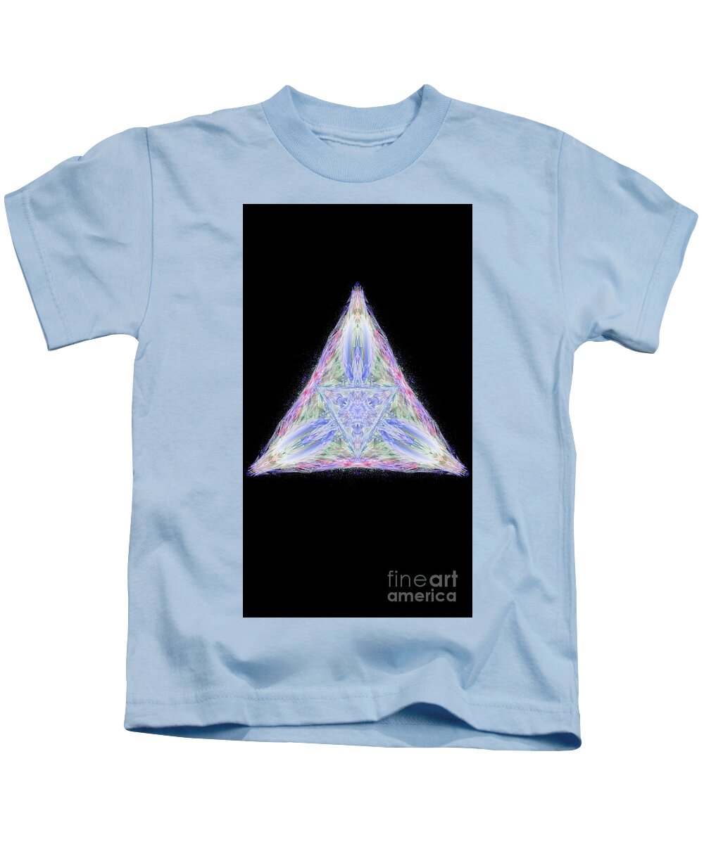The Kosmic Kreation Pyramid Of Light Is A Digital Mandala Created By Michael Canteen. It Is A Complex And Intricate Geometric Design That Is Said To Represent The Journey Of Self-illumination. The Mandala Is Made Up Of Several Interwoven Elements Kids T-Shirt featuring the digital art Kosmic Kreation Pyramid of Light by Michael Canteen