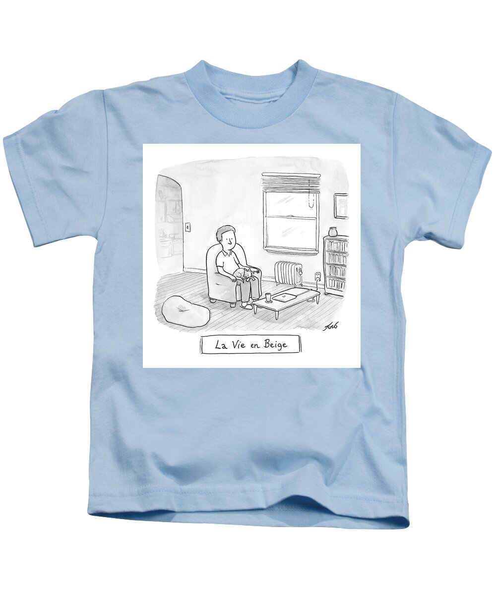  La Vie En Beige Kids T-Shirt featuring the drawing La Vie en Beige by Tom Toro