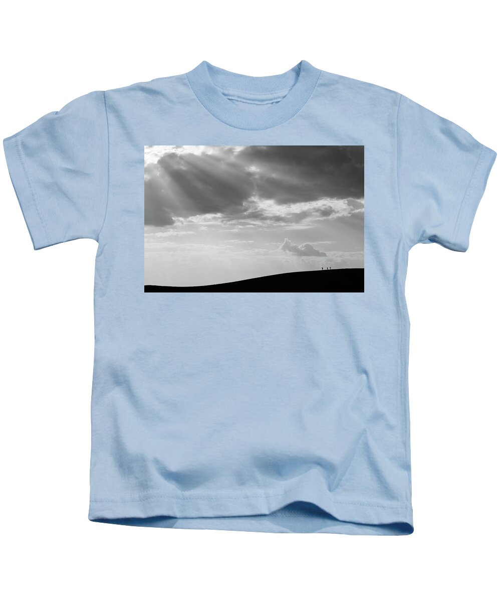 Black And White Kids T-Shirt featuring the photograph Long trek home by Stephen Holst