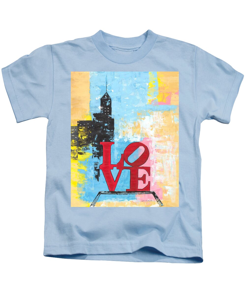 Paint Kids T-Shirt featuring the painting Love Park by Joyce Clark