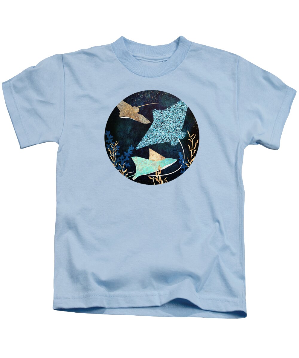 Digital Kids T-Shirt featuring the digital art Metallic Stingray II by Spacefrog Designs