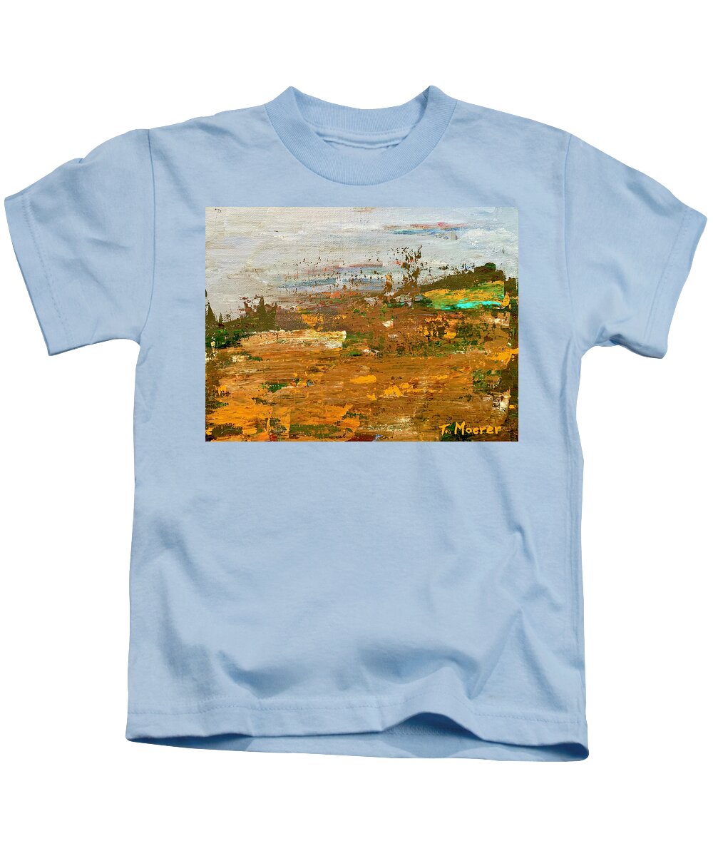 Landscape Kids T-Shirt featuring the painting Misty Meadow by Teresa Moerer