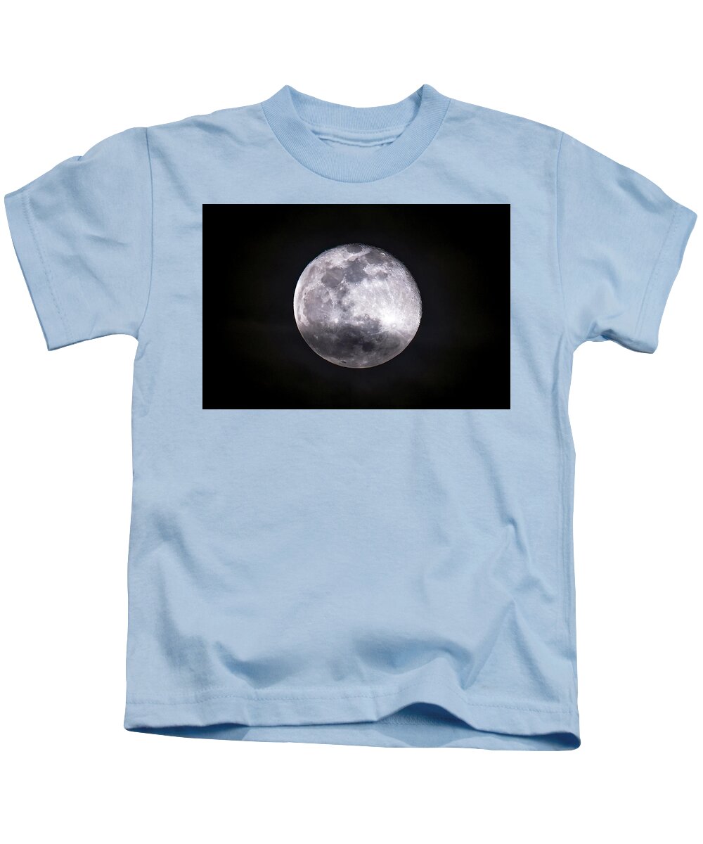  Kids T-Shirt featuring the photograph Moon thru Clouds by Al Judge