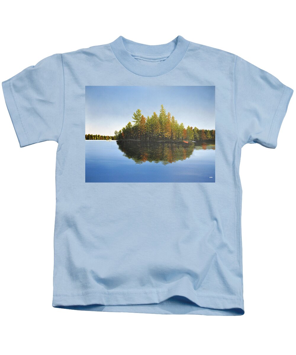 Landscapes Kids T-Shirt featuring the painting Muskoka Island  by Kenneth M Kirsch