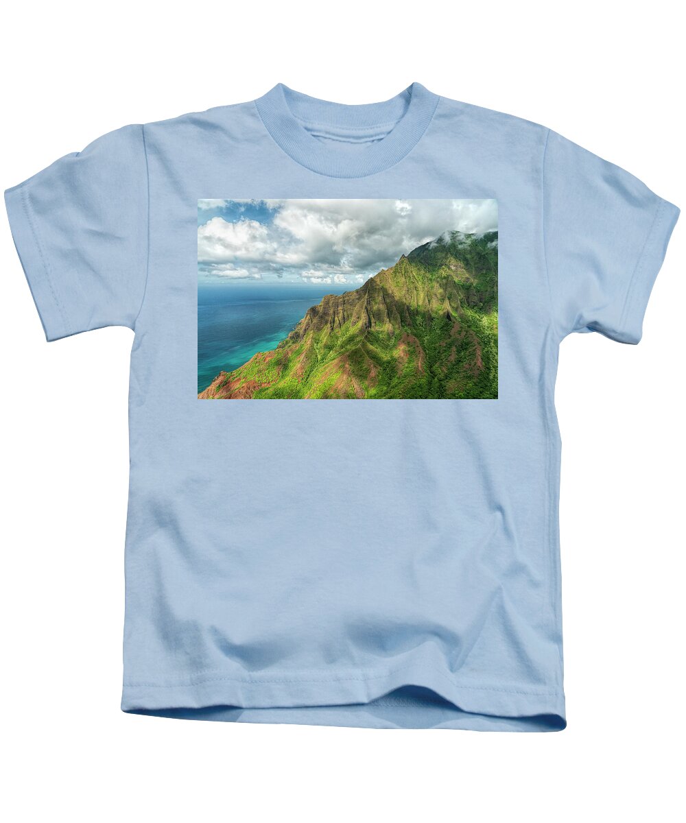 Hawaii Kids T-Shirt featuring the photograph Na Pali Touches the Sky by Betty Eich