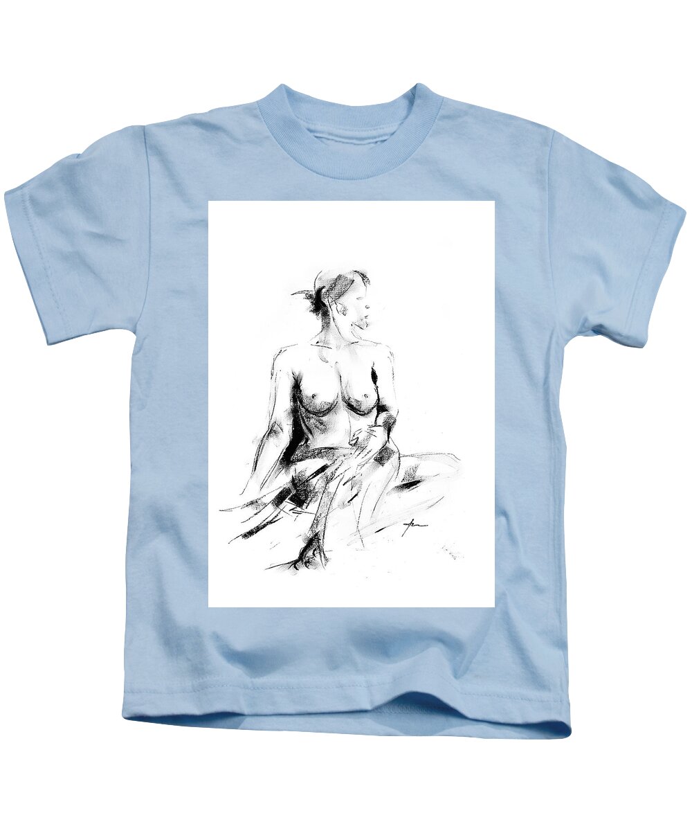 Nude Kids T-Shirt featuring the drawing Nude 017 by Ani Gallery