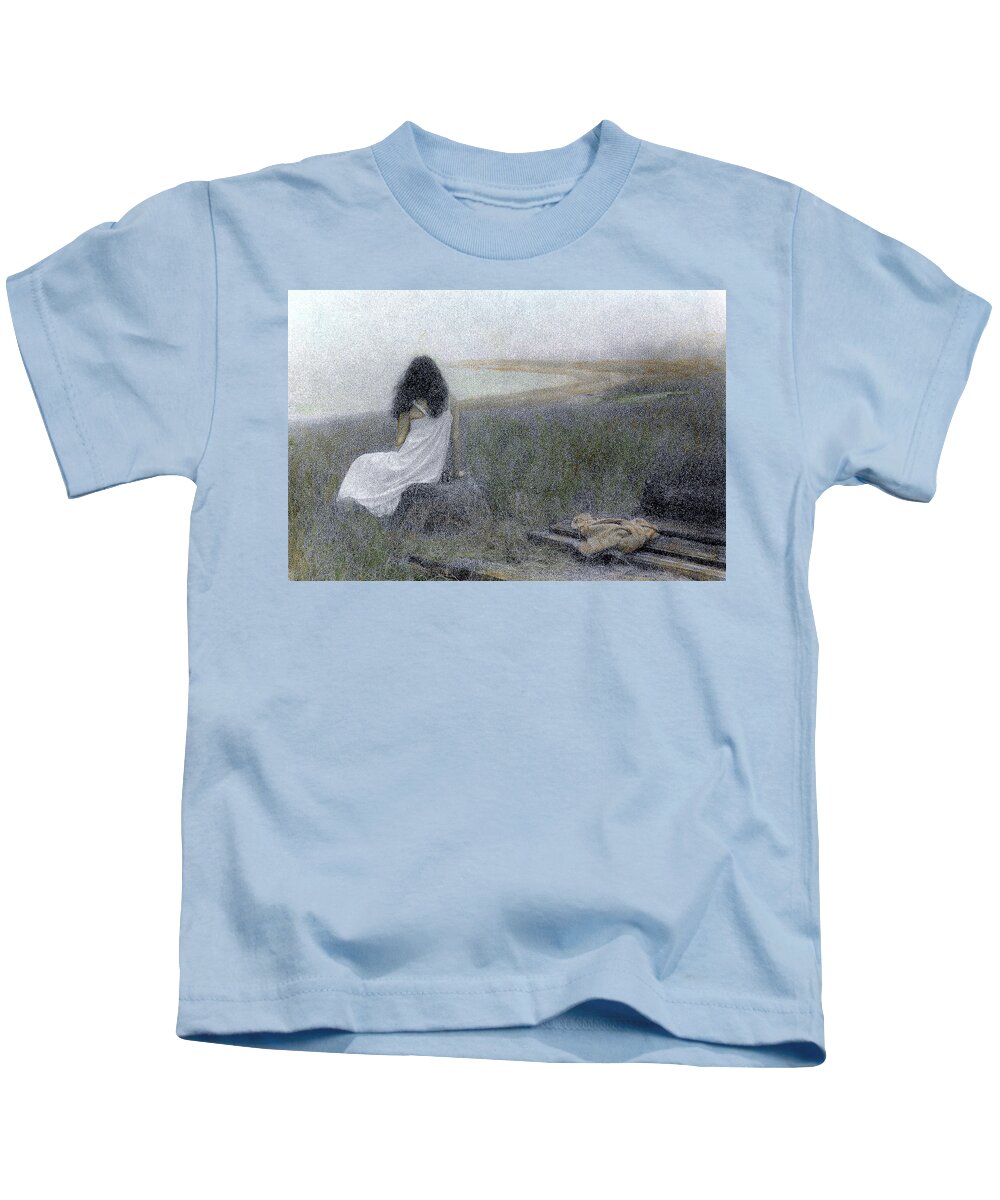 Woman Kids T-Shirt featuring the photograph On the Vineyard by Wayne King