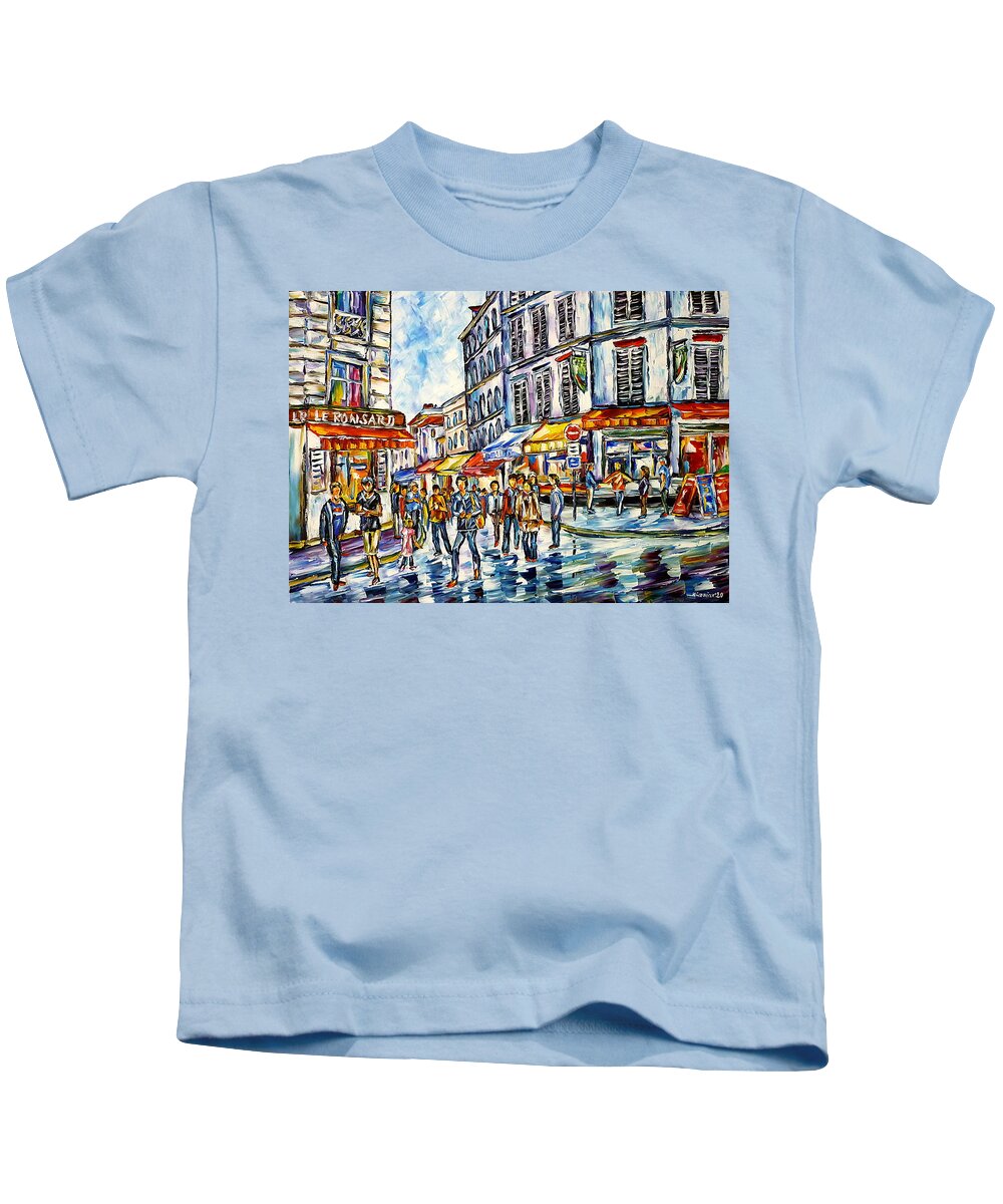 People Celebrate Kids T-Shirt featuring the painting Paris July 14th by Mirek Kuzniar