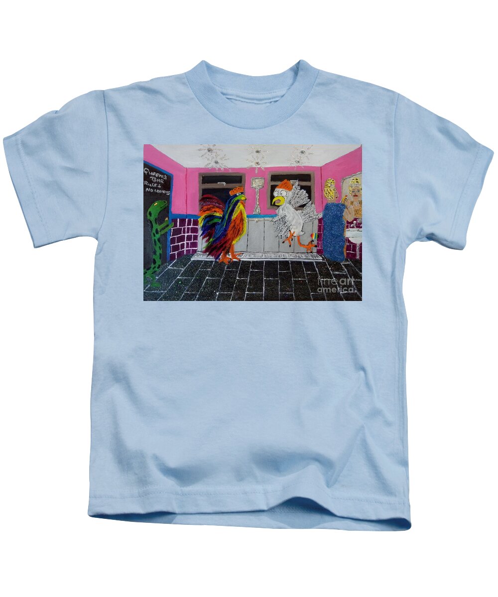 Lgbtq Kids T-Shirt featuring the painting Queens bar sweatbox rules by David Westwood