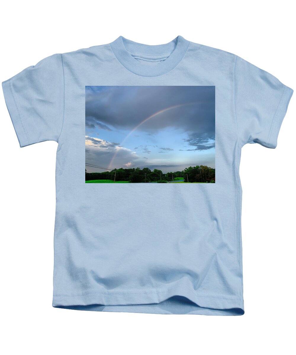 Rainbow Kids T-Shirt featuring the photograph Rainbow after the Storm by Chris Montcalmo