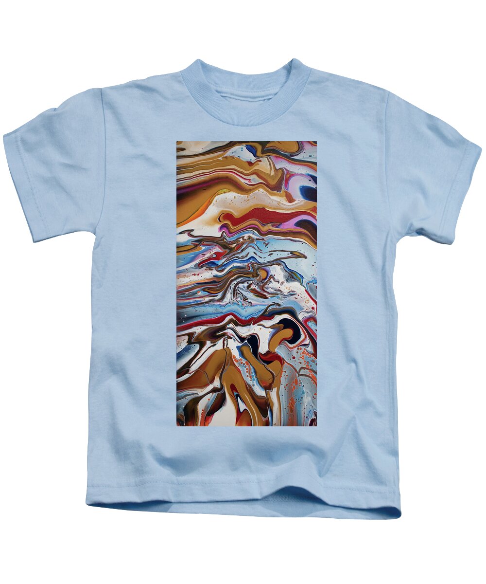 Pour Kids T-Shirt featuring the mixed media Reaching for gold by Aimee Bruno