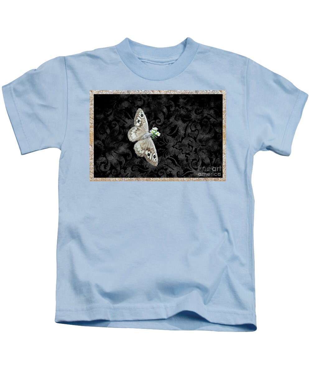 Butterfly Kids T-Shirt featuring the mixed media Riding's Satyr Butterfly by Kae Cheatham