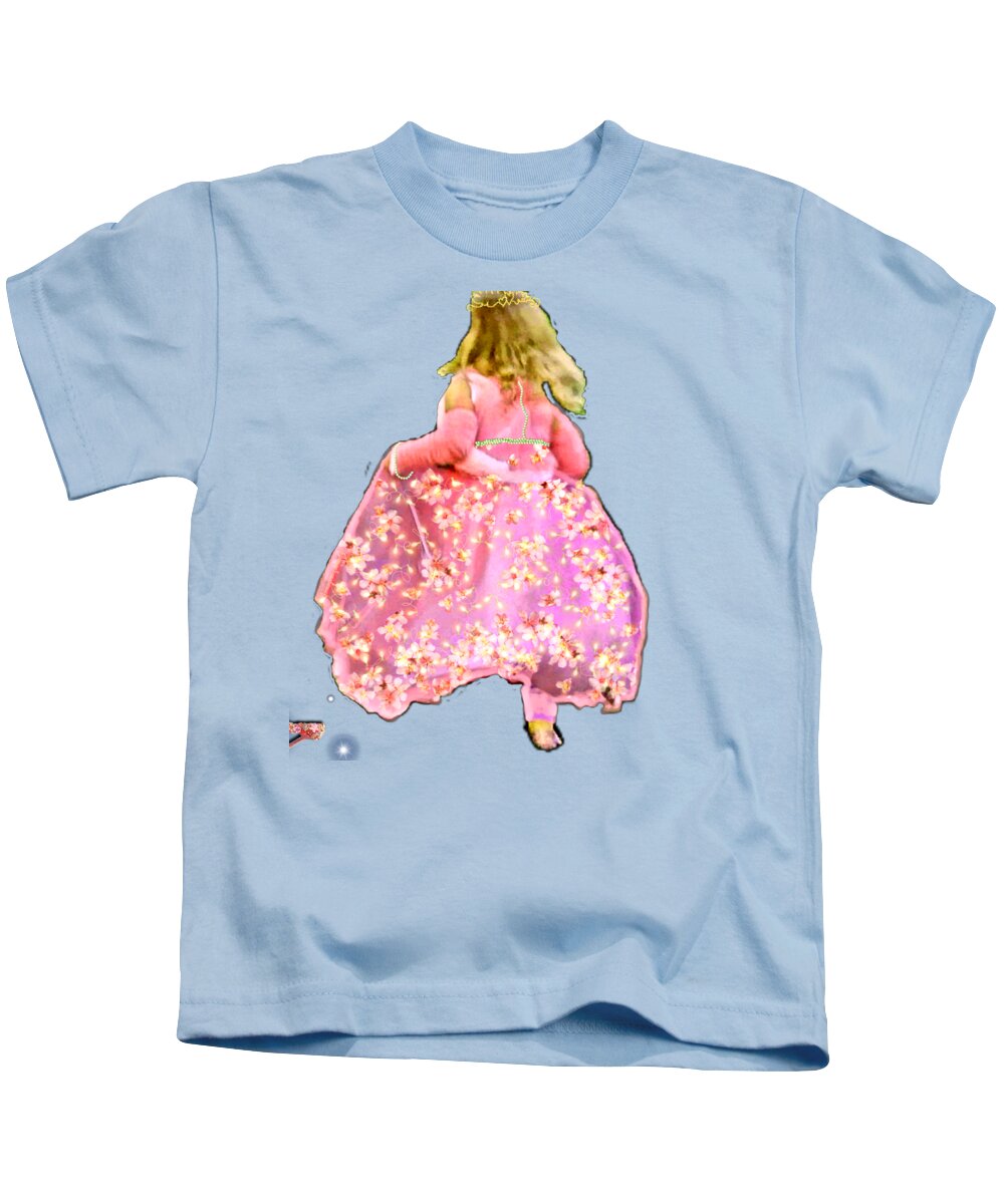 Princess And Her Slipper Kids T-Shirt featuring the digital art Running Shoe From A Fairy Tale by Pamela Smale Williams
