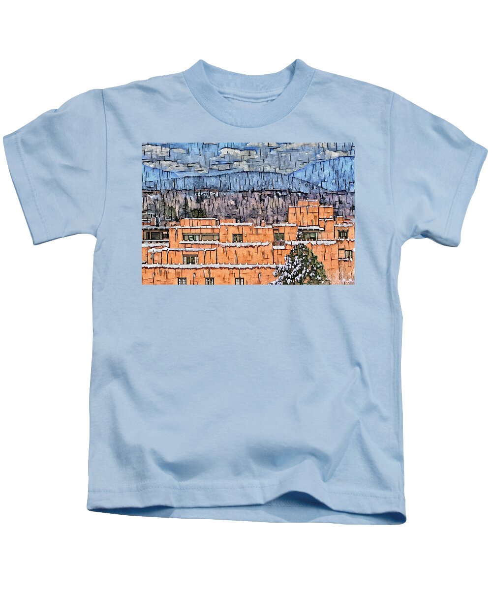 Southwest Kids T-Shirt featuring the digital art Santa Fe Luminarias by Aerial Santa Fe